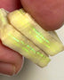 Lightning Ridge Rough Opal 28cts Stunning Light Base Pair Cutters Candy® High Grade Bright Yellow/Green dominant Multifires in multi bars both approx 25x12x5mm NSW145