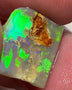 Bright & Colourful Dark base rub rough opal of Lightning Ridge 6.95cts Green dominant Multifires 15.000 x 14.000 x 3.000 mm NSW154