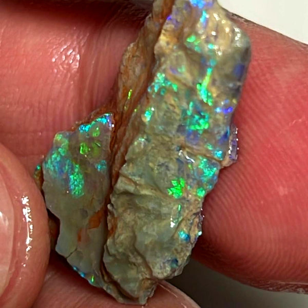 Lightning Ridge Opal Rough Untouched Dark Crystal Base Seam Formation 9.25ts Stunning Bright Multicolour 27x14x4mm NSW139