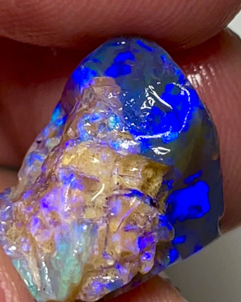 Super Bright Vivid & vibrant Blues on Black Crystal base knobby rough opal 18.75cts From Lightning Ridge Material to cut & polish a Gem  18.000 x 15.000 x 10.000 mm NSW155