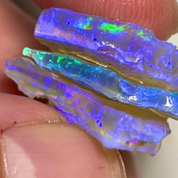 Lighting Ridge Gem Quality Crystal Seam opal cutters Stack 29.75cts Clean Very Bright gorgeous Blue dominant M.fires 25x20x3.mm to 30x14x1.5mm NSW194