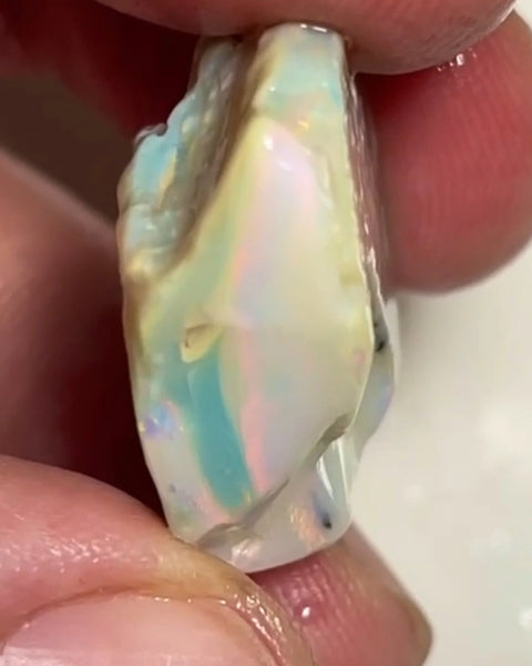 Pinks Lady's ? Lightning Ridge Seam opal rough to cut 30.75cts Gorgeous Pink dominant Multifires to cut 26x22x7 mm NEW955