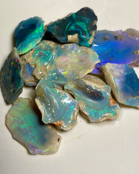 Cutter rough parcel Lightning Ridge 89.00cts Gorgeous & Bright Multifires To explore & Cut 27x15x8mm to 14x10x3mm NEW937