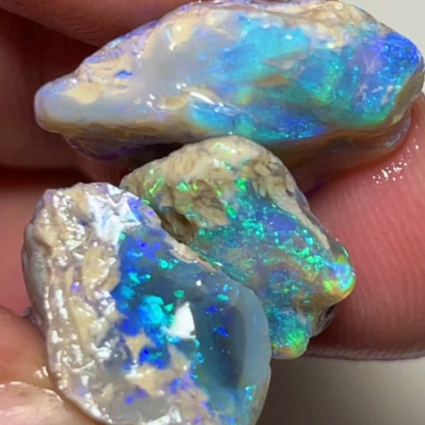 Lightning Ridge Dark base knobby opal rough Stack 26.50cts Gorgeous Multifires to cut 19x15x6 to 15x12x5mm NSW092