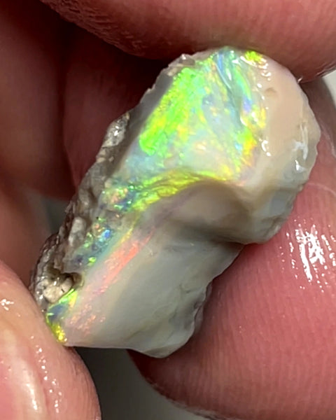 Lightning Ridge 9.5cts Dark base Seam Opal rough Gorgeous Bright Multicolours 20x9x6mm 1101