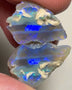 Lightning Ridge Dark Crystal Knobby opal rough split 15.50cts Bright Blue bars to cut 19x15x13 & 15x14x13 mm NSW081