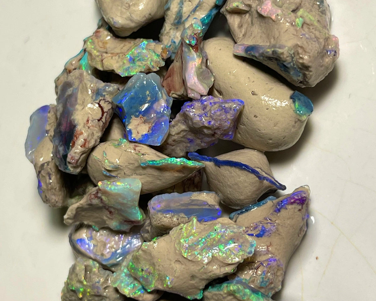 Lightning Ridge Knobby & seam opal formation rough 175.00cts Bright Multicolours Inc Pinks & reds 25x15x13mm to 12x10x3mm  NEW947
