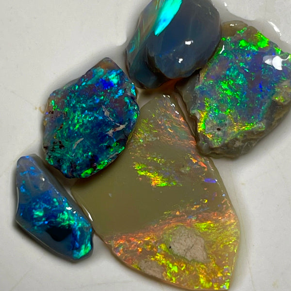 Gorgeous Bright & Stunning Black & Dark opal rub  17.25cts Bright Multicolours to finish & Polish Gems16x14x3 to 14x6x3mm NEW904