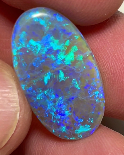 Gem Large sized Dark opal Gemstone 10.00cts Grawin Seam with Gorgeous Hues of Greens & Blues Popping Floral / Confetti pattern  24.00x 13.00x 3.00mm Top Polish ready 2 set NEW932