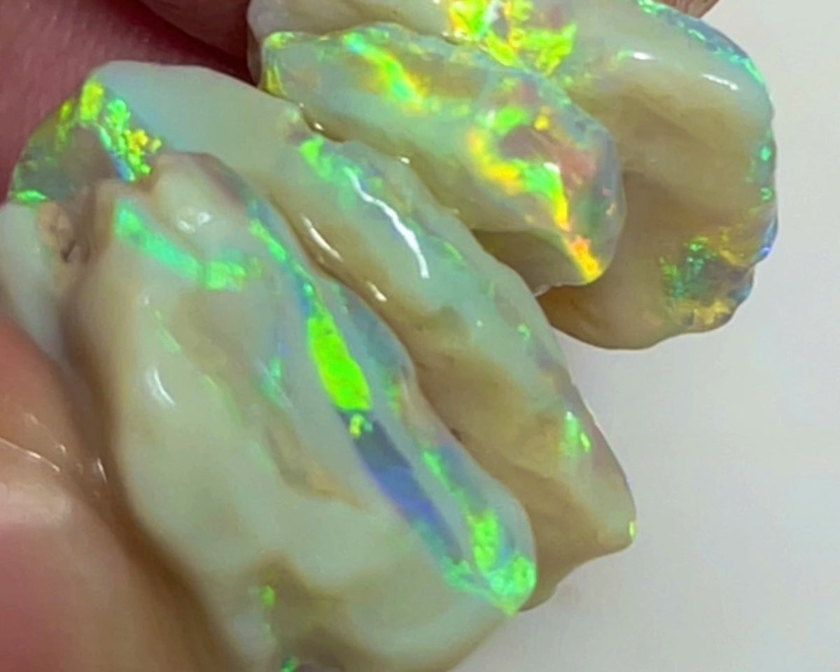 Stunning Stack of Lightning Ridge Seam opal rough 20.50cts Gorgeous Bright Yellow Dominant Multicolours & full of potential to cut 20x14x4 to 12x10x1.5mm NEW914