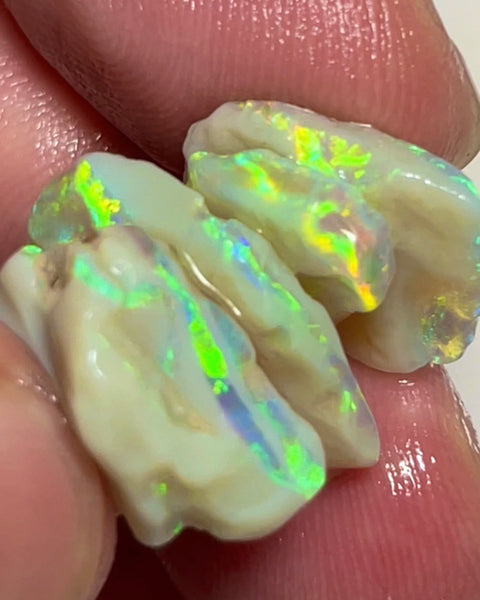 Stunning Stack of Lightning Ridge Seam opal rough 20.50cts Gorgeous Bright Yellow Dominant Multicolours & full of potential to cut 20x14x4 to 12x10x1.5mm NEW914