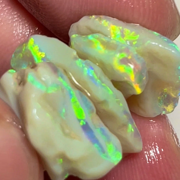 Stunning Stack of Lightning Ridge Seam opal rough 20.50cts Gorgeous Bright Yellow Dominant Multicolours & full of potential to cut 20x14x4 to 12x10x1.5mm NEW914
