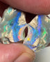 Stunning Lightning Ridge Dark Base Knobby opal rough split 16.95cts Bright Orange/blue/Green Dominant fires to cut & polish 17x10x9 & 16x10x10mm NSW149