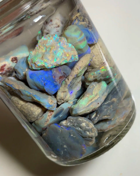 Lightning Ridge knobby opal parcel 439.00cts Lots of Multifires here To explore & Cut 30x20x9mm to 12x9x5mm NEW938