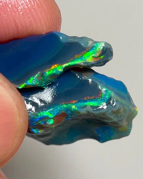 Reds & Multifires on BlackSeam rough opals of Lightning Ridge 28.50cts Gorgeous Bright colours to Chase/explore/cut 32x19x2 & 25x7x4mm NSW124