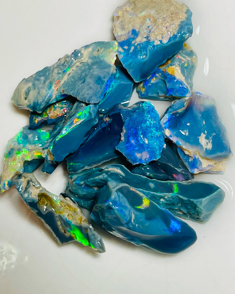Mulga® Reds & Blues on Black & Darks Seam opal 79cts Wee Warra Plains Stunning Bright Vibrant Multi colours Professional Cutters only 20x18x4 to 9x5x2mm NSW067