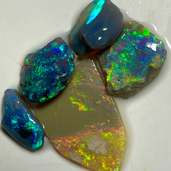 Gorgeous Bright & Stunning Black & Dark opal rub  17.25cts Bright Multicolours to finish & Polish Gems16x14x3 to 14x6x3mm NEW904