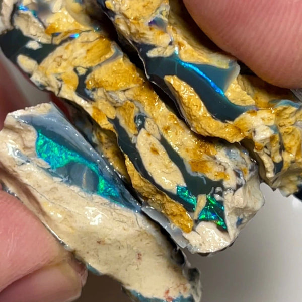 Lightning Ridge Big Sized Black Seam opals rough 95.00cts Showing bars to chase and explore 40x26x9 to 28x12x9 mm NSW080