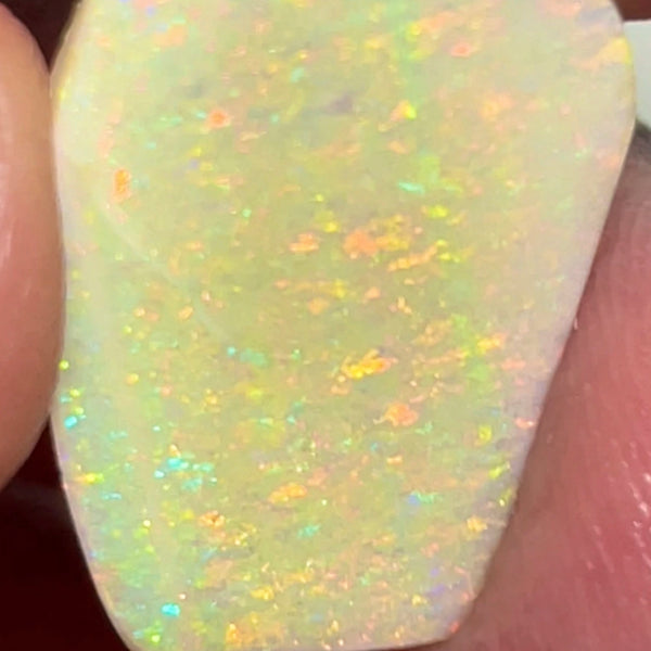Stunning Big Sized Seam opal rub Lightning Ridge 10.00cts Bright Yellow/Orange dominant fires in Confetti / Floral pattern final shape & Polish to set 25.00x 15.00x 3.00mm  NEW963