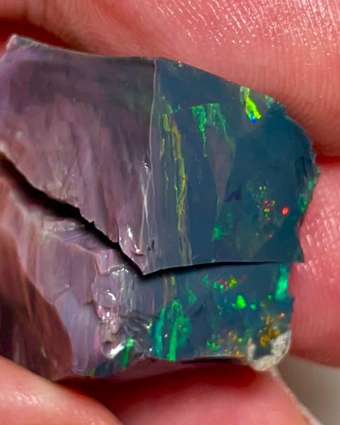Big Thick Mulga® Black/Dark Seam opal rough pair to cut 67.75cts Wee Warra plains Reds/Golds/Greens Not something you see everyday 25x15x14mm & 22x14x9mm NEW957