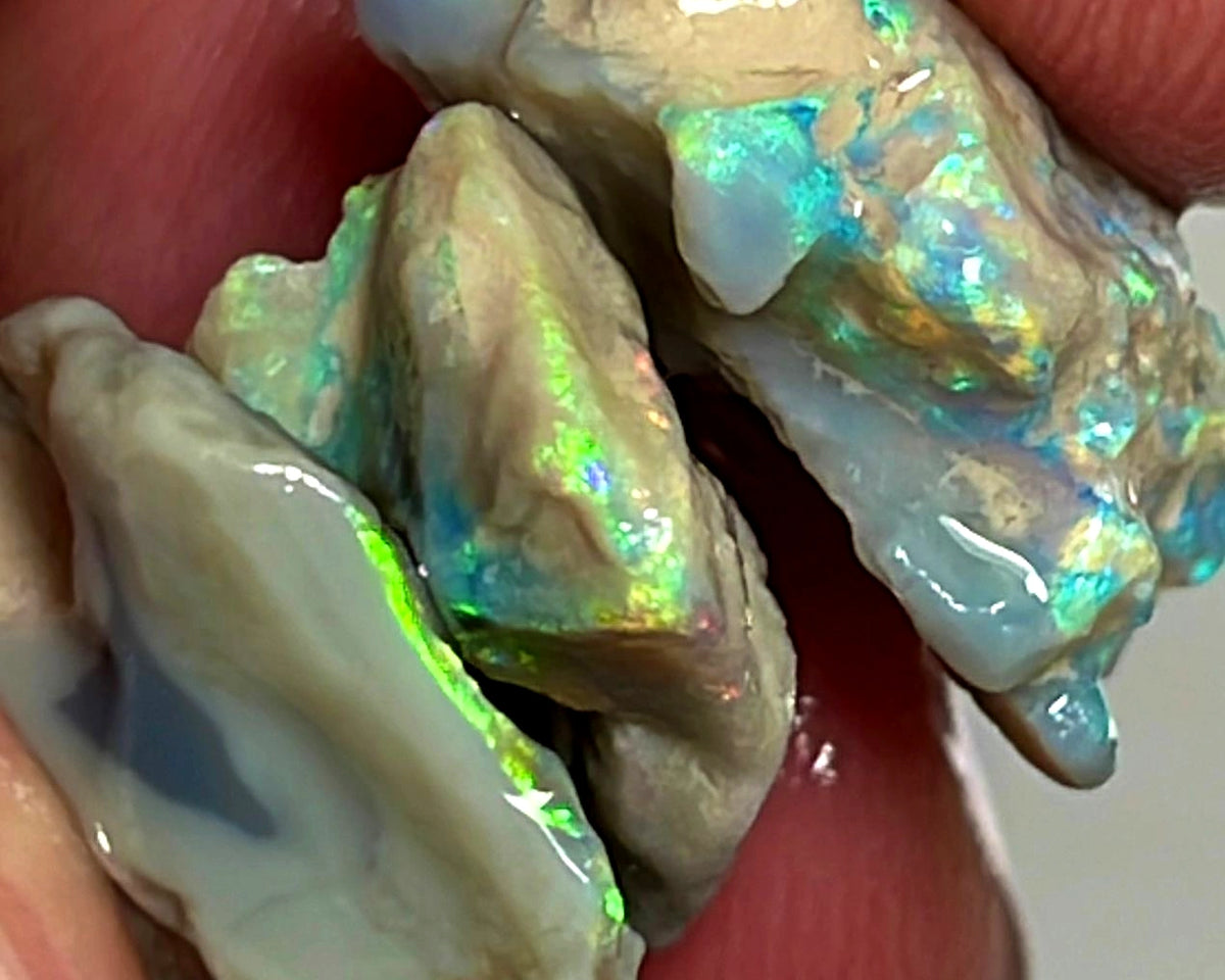 Lightning Ridge Opal Rough Dark Base Seam Stack Potential 33cts Multicolours showing in the bars 27x18x7mm to 16x14x7mm WAE31