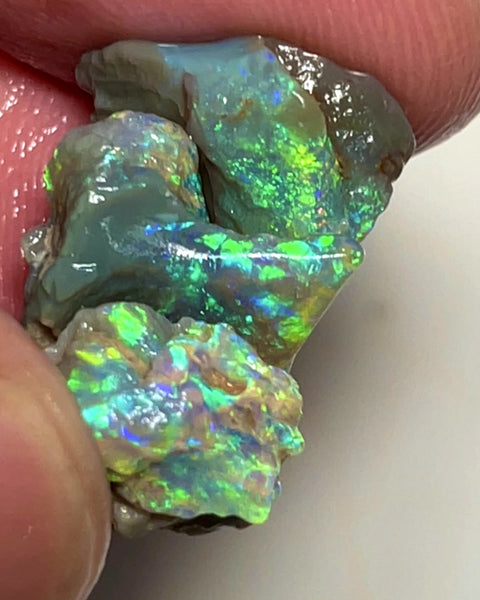 Lightning Ridge 12.50cts Nice Stack of Dark base Crystal Opal rough to cut/carve Gorgeous Bright Multicolours 15x10x4 to 10x8x5mm WAE69
