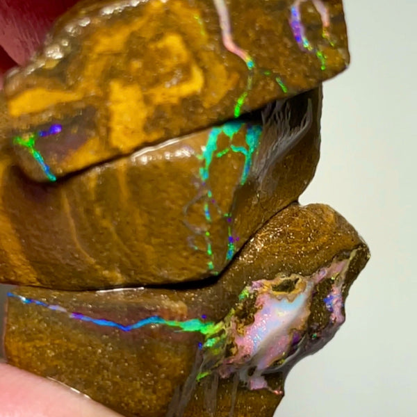 Bling Bling Boulder opal 126cts rough Nice Sized Exotic Gem Winton Bright & Gorgeous Reds &  Multifires 25x17x11mm 22x11x9mm NSA011