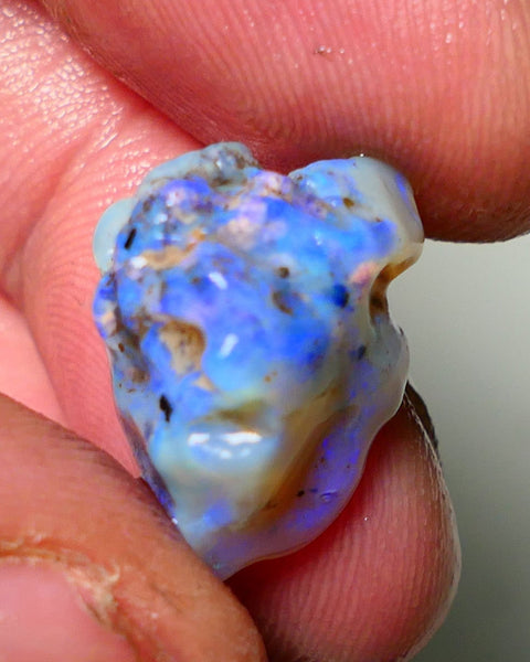Lightning Ridge Rough Opal 14.50cts Dark Base Gamble Knobby formation Gorgeous blue fires 20x12x12mm NS052