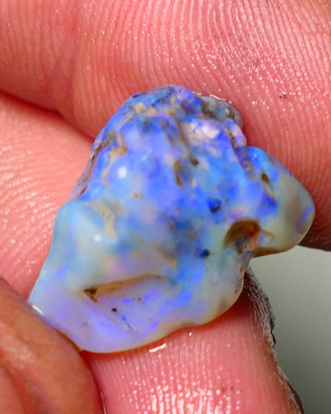 Lightning Ridge Rough Opal 14.50cts Dark Base Gamble Knobby formation Gorgeous blue fires 20x12x12mm NS052