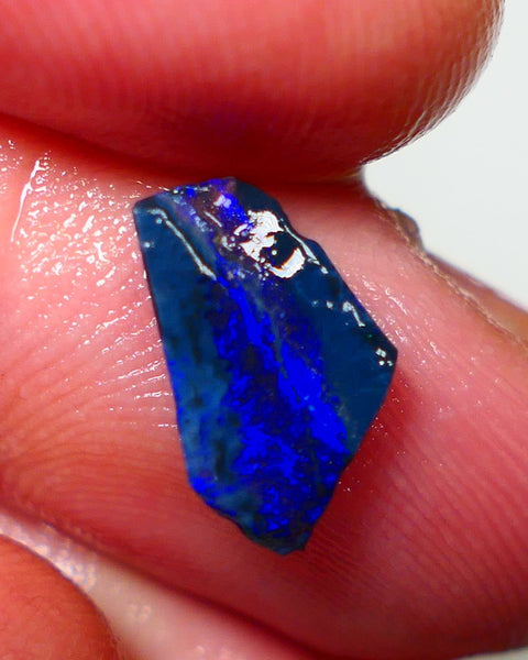 Lightning Ridge Rough / Rub opal Miners Bench® 1.25cts Bright Blues on black double sided 12x7x2mm NS094