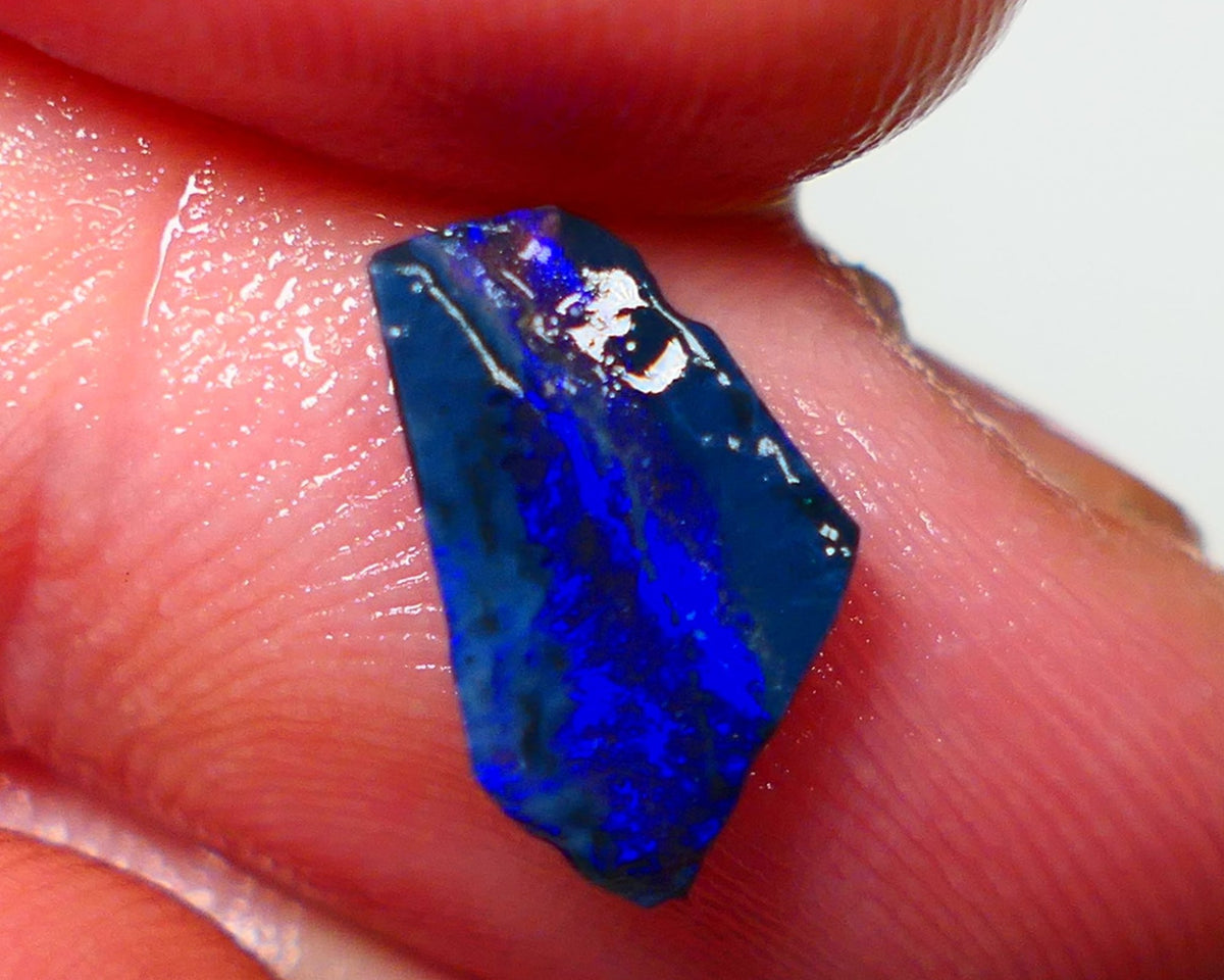 Lightning Ridge Rough / Rub opal Miners Bench® 1.25cts Bright Blues on black double sided 12x7x2mm NS094