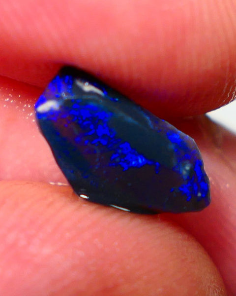 Lightning Ridge Rough / Rub opal Miners Bench® 1.25cts Bright Blues on black double sided 12x7x2mm NS094