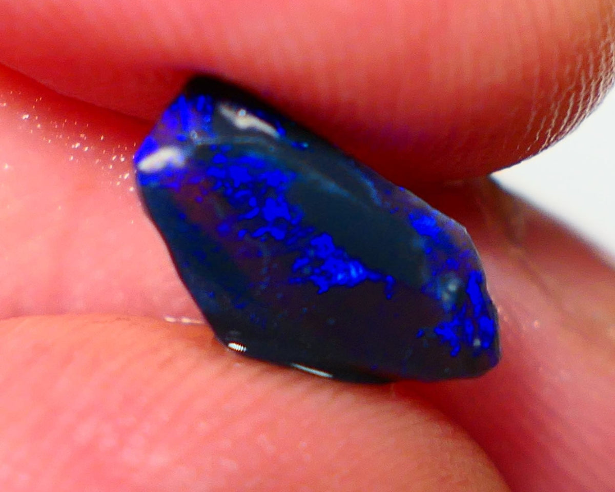 Lightning Ridge Rough / Rub opal Miners Bench® 1.25cts Bright Blues on black double sided 12x7x2mm NS094