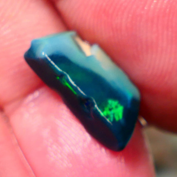 "Almost Chinese Writing" Exotic pattern Dark Opal Miners Bench® Seam Rough Rub 4.50cts Slightly Directional Green/Teal/Blue 17x7x5mm NSW027