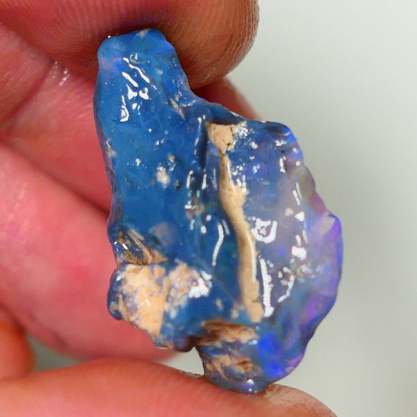 Lightning Ridge Rough Opal 17.00cts Black Base Crystal Knobby Bright  Gorgeous Vibrant Blue Bar 28x16x8mm NSW144