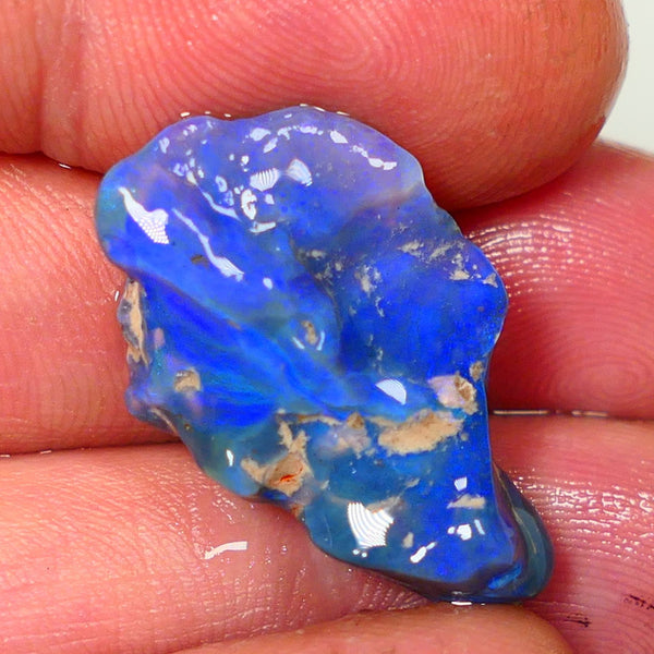 Lightning Ridge Rough Opal 17.00cts Black Base Crystal Knobby Bright  Gorgeous Vibrant Blue Bar 28x16x8mm NSW144