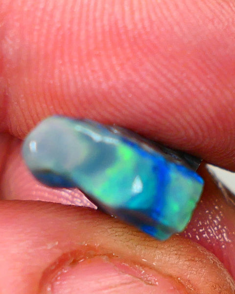Lightning Ridge Rough Opal 7.25cts Dark Base Seam Bright  Gorgeous Exotic Multifires 18x10x7mm NS349