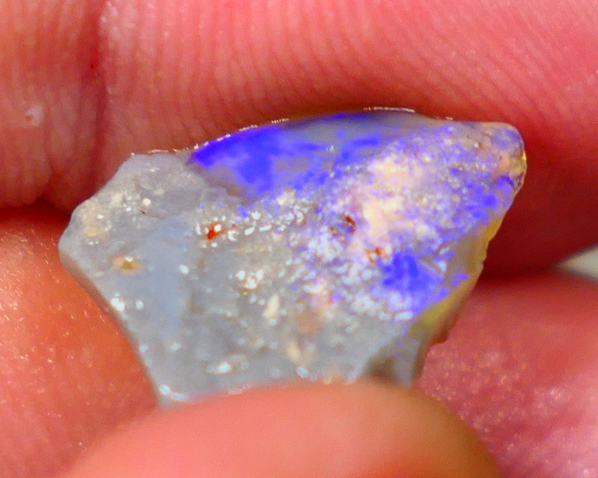 Lightning Ridge Rough rub Opal 3.15cts Dark Base blue dominant fires to cut and polish 15x13x3mm NSW132