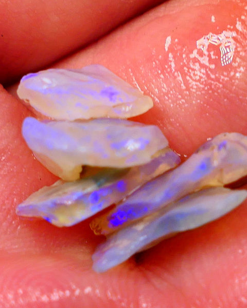 Lightning Ridge Crystal Seam opal rough Stack 8.75cts Lots of Blues to explore 12x12x2mm to 10x9x3mm   GMB-038