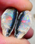 Reds & Pinks to die for Gorgeous Dark Base Crystal knobby opal Split 12.15cts Bling rough to cut nice thick bars 16x11x7mm & 16x9x7mm NSW119
