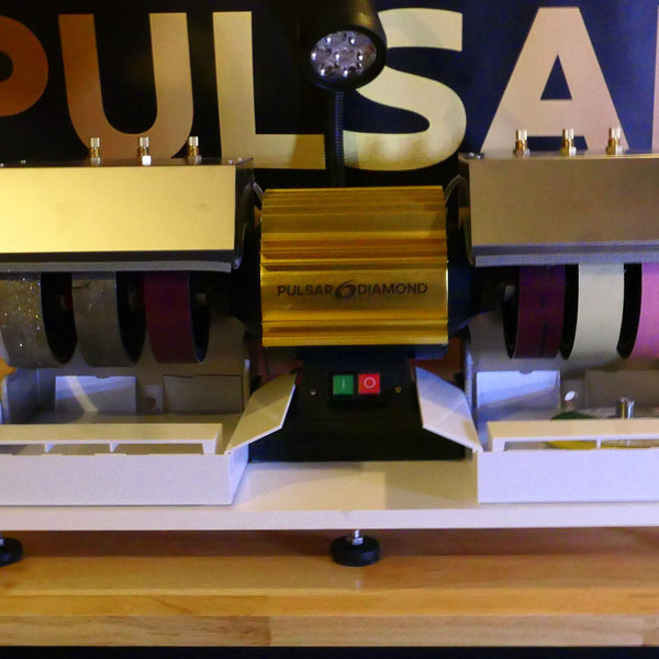 Coming Soon PULSAR DIAMOND® "Slick 6 Pro" Cabbing Machine 6 wheels x 6"/150mm plus Diamond saw & table , Full face magnetic & Centre Hole Flat lap & More . Lapidary Cab Cabber Grinding Polishing Gemstone Cabochon machine