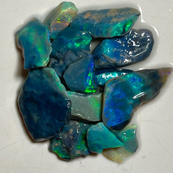 Cutters Parcel Mulga® Black/Dark Seam opal rough 30.75cts Wee Warra plains Lots of Bright Multicolours 16x14x3 to 8x8x2 mm NEW959