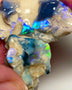 Lightning Ridge 28cts Nice pair of Dark base Crystal Opal formations rough to cut/carve Gorgeous Bright Multicolours 27x18x7 & 18x15x8mm NSW140