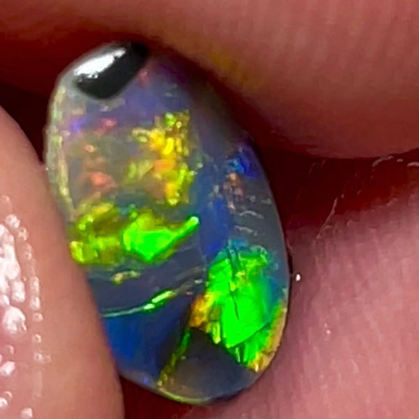 Lightning Ridge Multicolour Flagstone Pattern Gorgeous Rub/rough 0.75cts Suit inlay Bright Vibrant Fires with Red/Orange/Yellow 13x7x1 mm NSW078