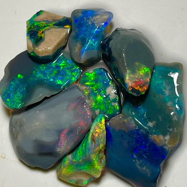 May DEAL Black/Dark opal rubs/rough parcel 31.75cts Lots of gorgeous exposed Multicolours to faces  19x14x3 to 9x8x2mm NEW971