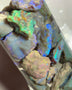 Lightning Ridge Multicolour knobby opal rough 219.00cts Lots of bars & Multicolours showing lots of potential 25x20x8mm to 9x8x4mm NEW933
