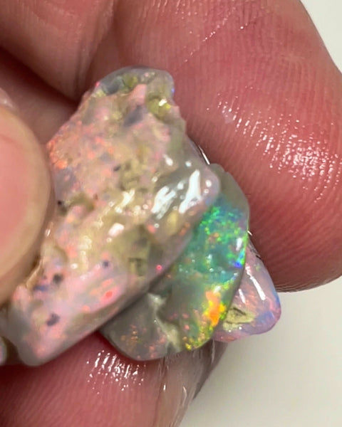 Pinks Anyone ? Lightning Dark Base knobby opal rough stack 20.00cts Stunning Multi fires 22x15x6 to 15x10x3mm  NSW159