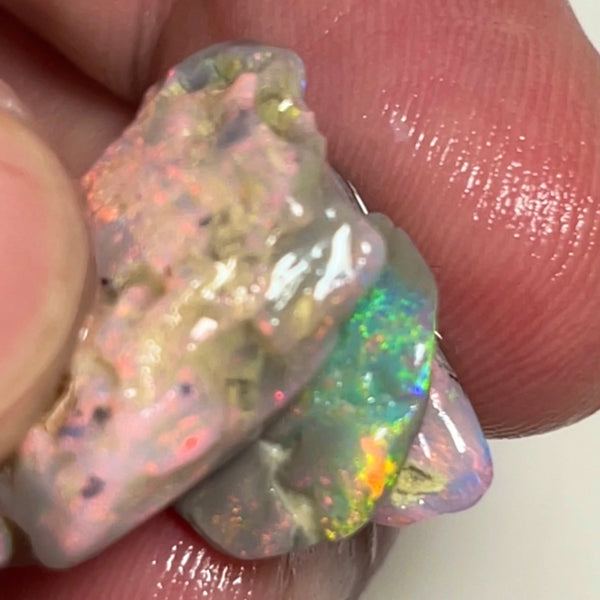 Pinks Anyone ? Lightning Dark Base knobby opal rough stack 20.00cts Stunning Multi fires 22x15x6 to 15x10x3mm  NSW159