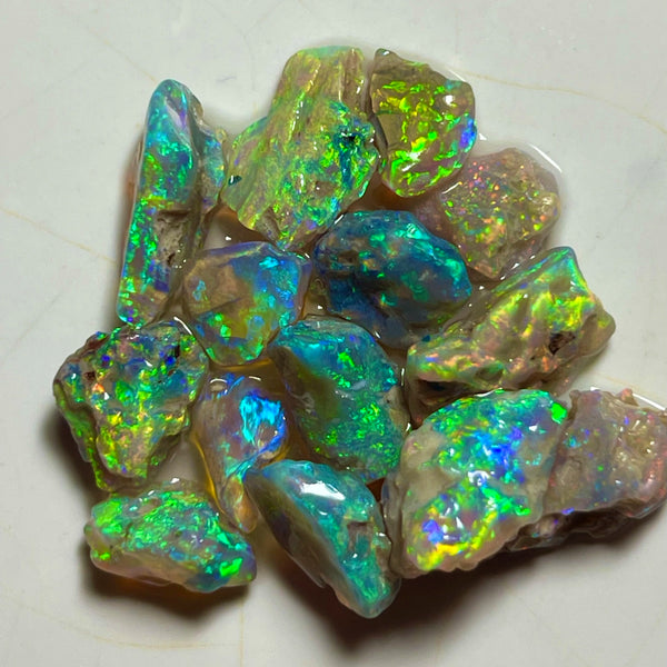 Cutters Knobby opal rough Candy 29.75cts Ultra Bright & Vibrant Blingy Yellow Dominant Multifires to Cut  12x7x5mm to 6x5x2mm NEW944