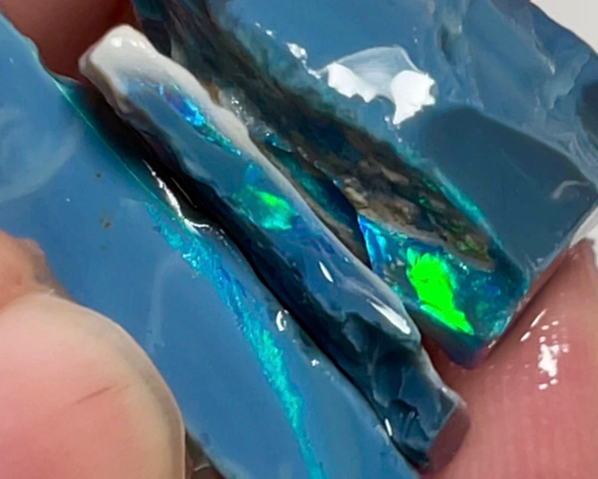 Multicolour bars worth a gamble 30.00cts Lightning Ridge Black base seam opal rough Stack 20x10x10 to 20x10x1.5mm NSW170
